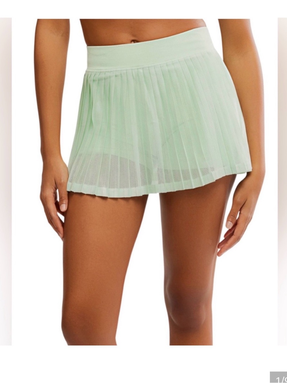 FP Movement by Free People Mint Green Pleated Mesh Mini Skirt